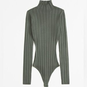 Abercrombie & Fitch Turtleneck Bodysuit, Small, Olive Green